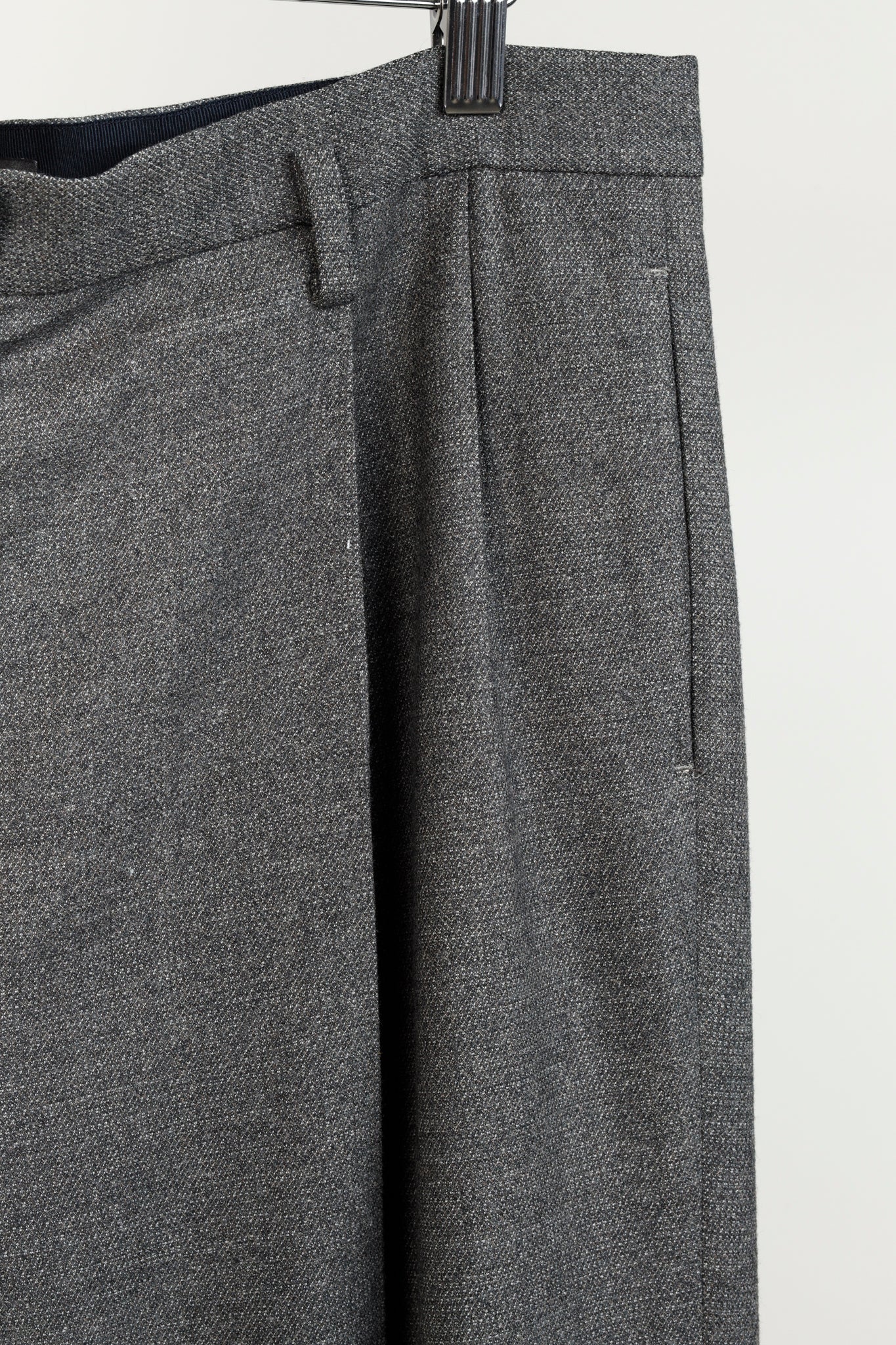 The Row Grey Wide Leg Pleated Trouser Pants