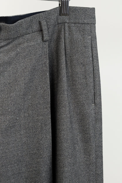 The Row Grey Wide Leg Pleated Trouser Pants