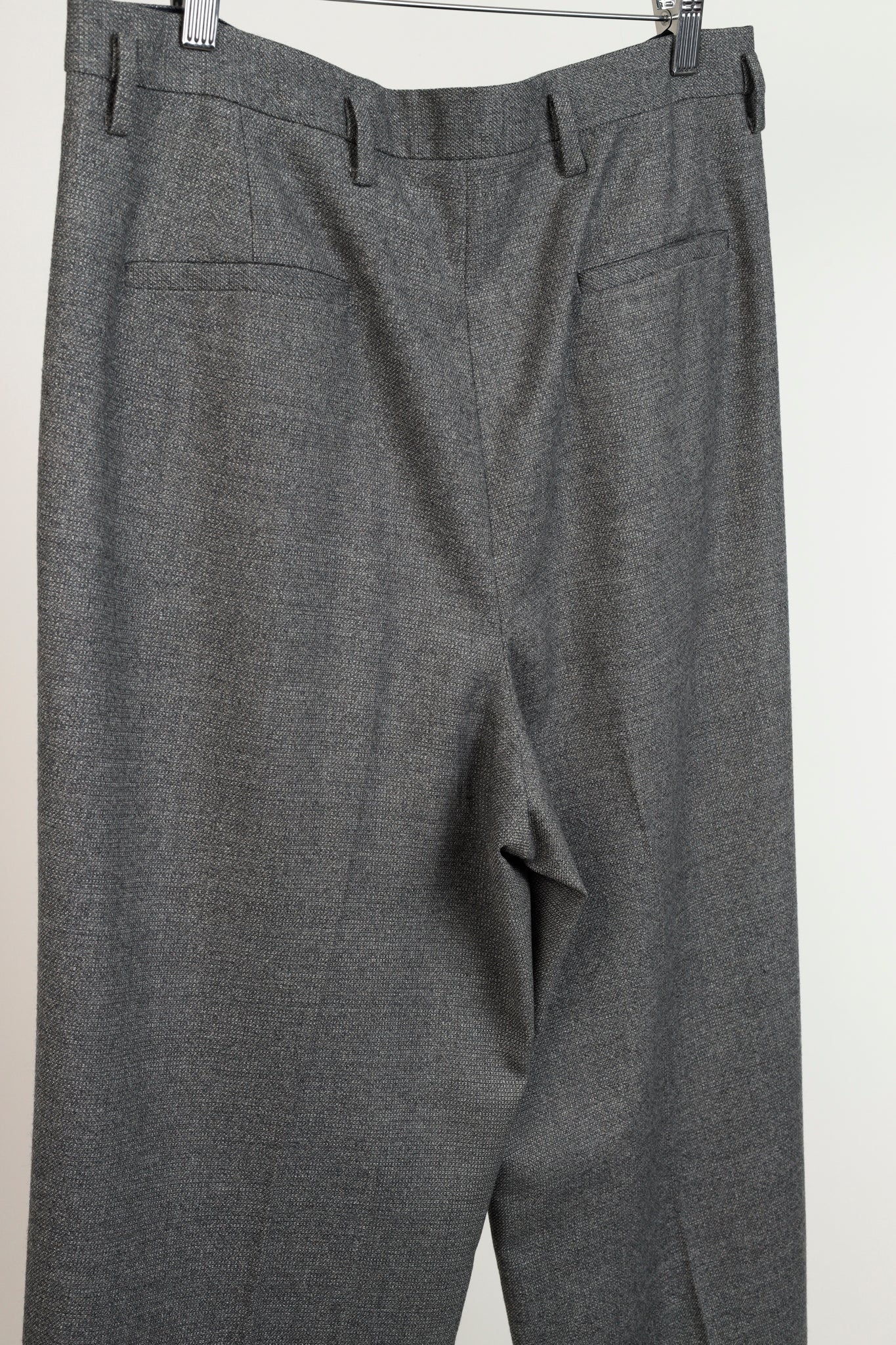 The Row Grey Wide Leg Pleated Trouser Pants