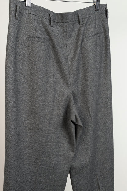 The Row Grey Wide Leg Pleated Trouser Pants