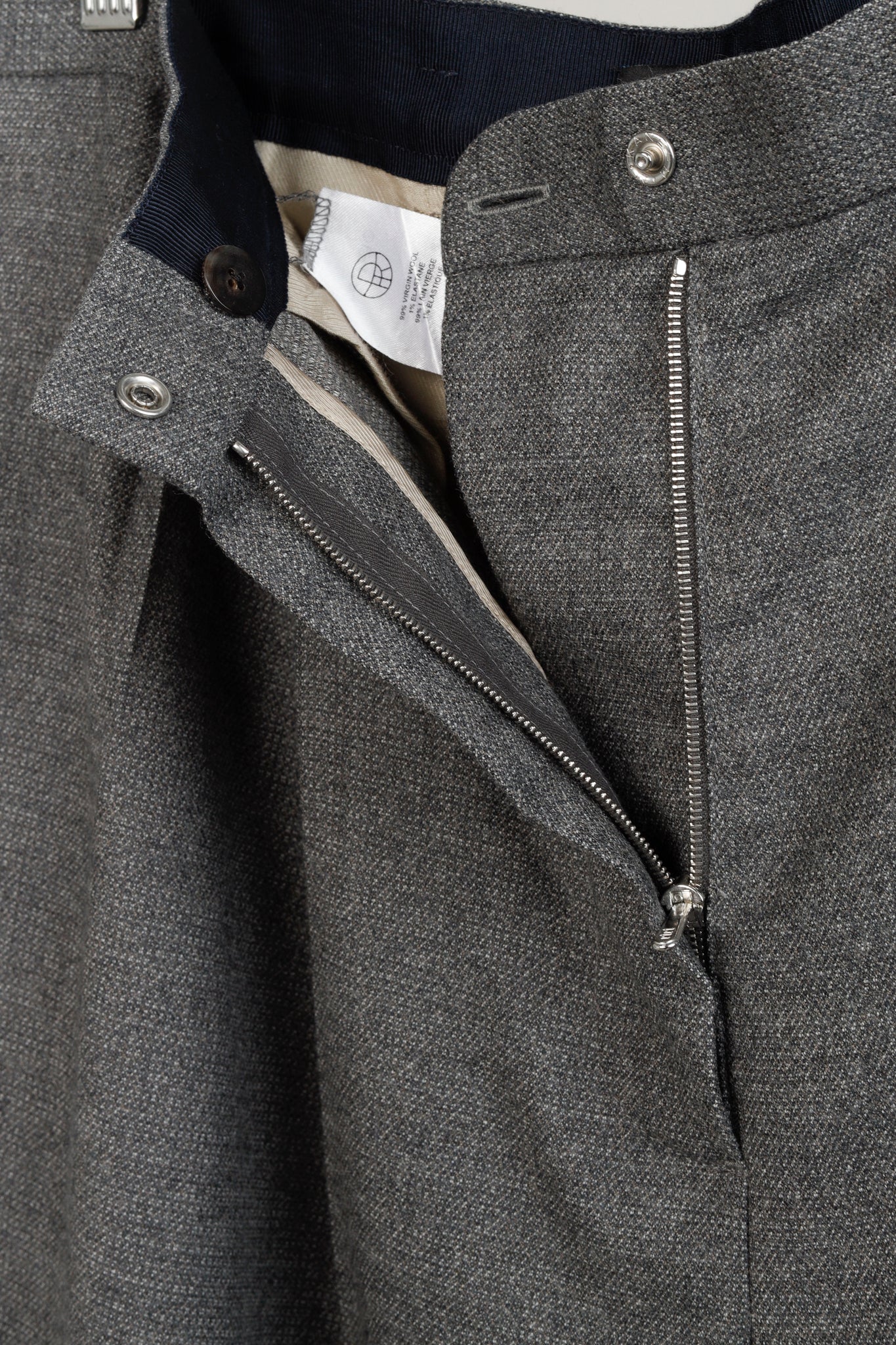 The Row Grey Wide Leg Pleated Trouser Pants