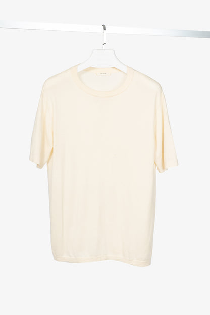The Row Darcia Ivory Wool-Blend Short-Sleeve T-Shirt