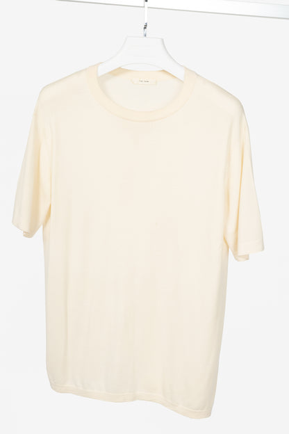 The Row Darcia Ivory Wool-Blend Short-Sleeve T-Shirt