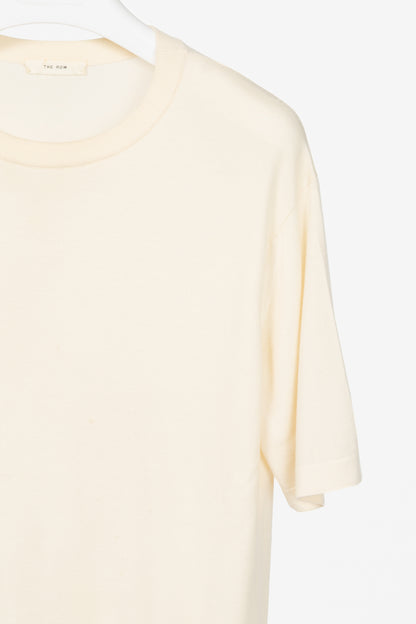 The Row Darcia Ivory Wool-Blend Short-Sleeve T-Shirt