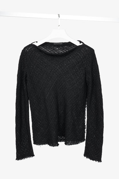 The Row Black Woven-Knit Fringe Sweater