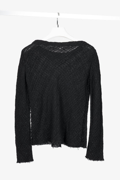 The Row Black Woven-Knit Fringe Sweater