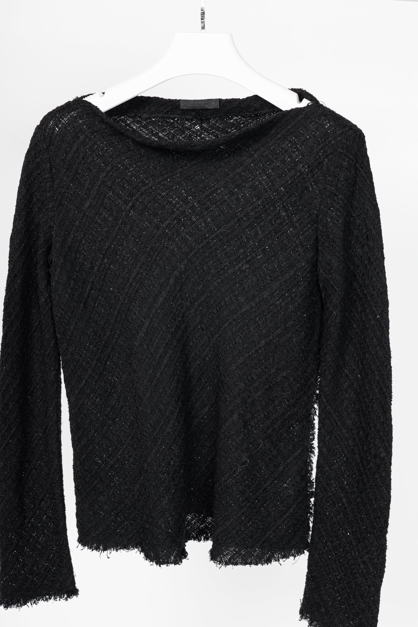 The Row Black Woven-Knit Fringe Sweater