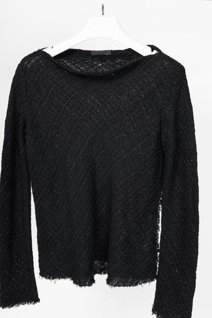 The Row Black Woven-Knit Fringe Sweater