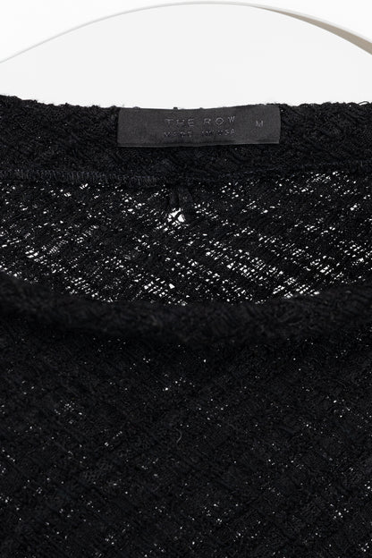 The Row Black Woven-Knit Fringe Sweater
