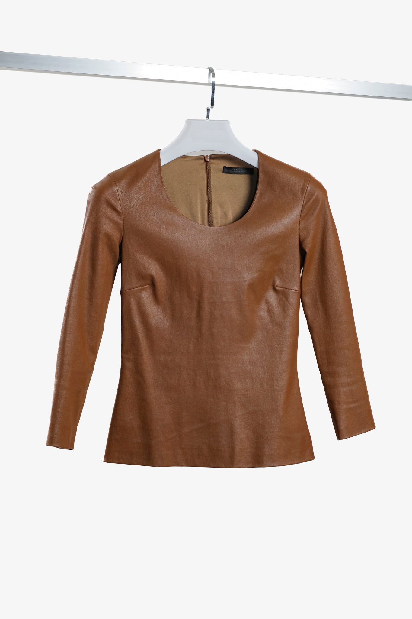 The Row Brown Leather Top