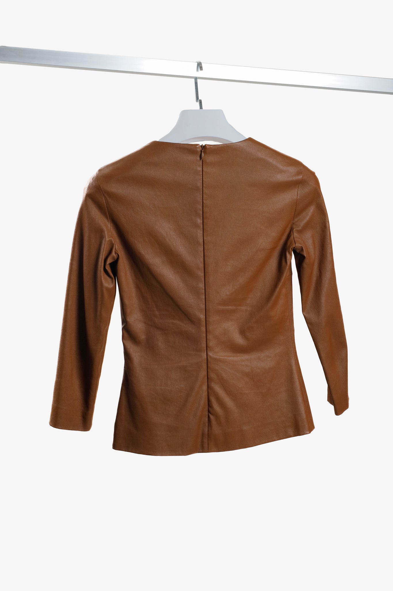 The Row Brown Leather Top