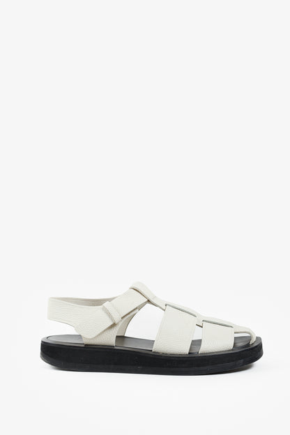 The Row Off-White Fisherman Woven Textured Leather Sandals