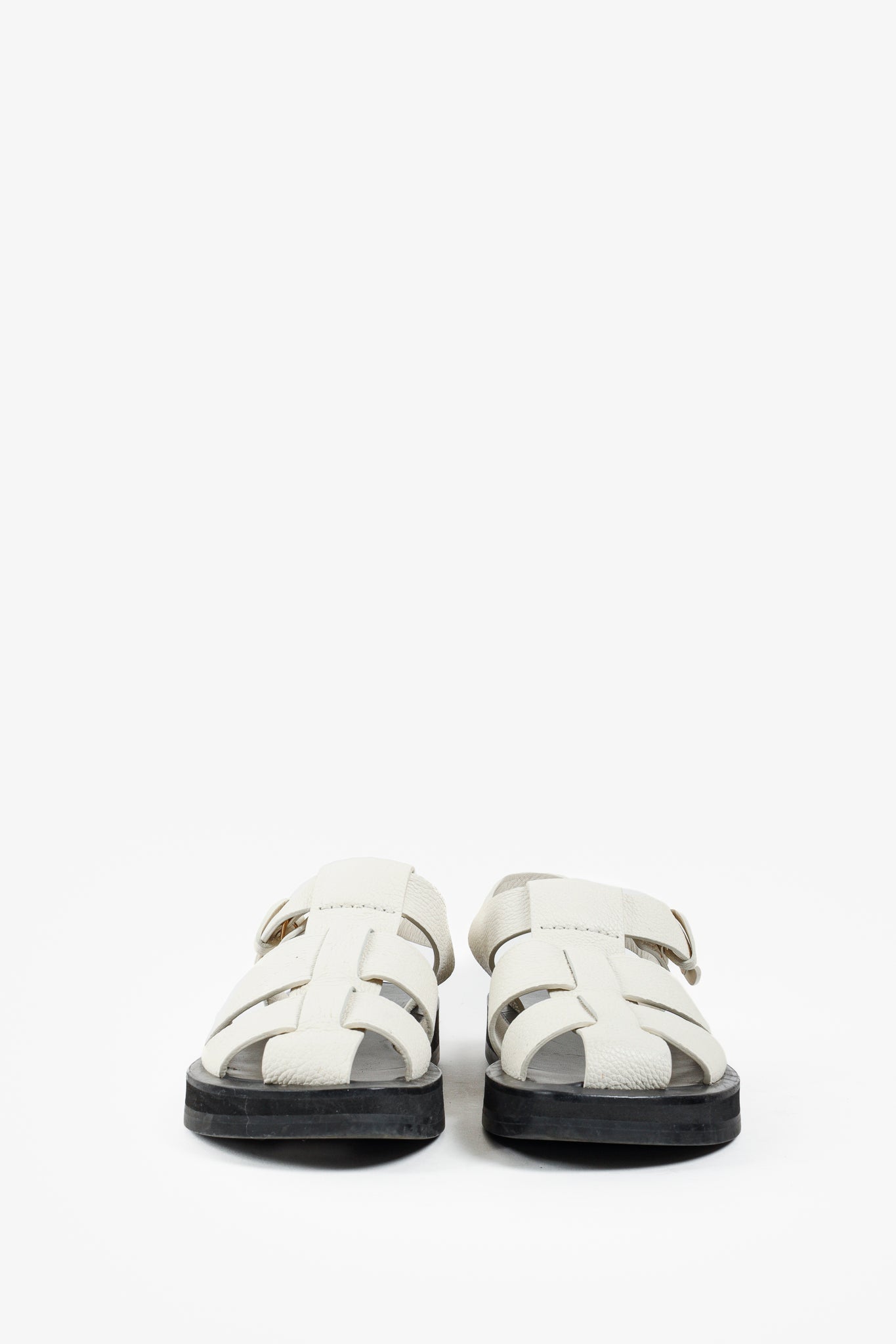 The Row Off-White Fisherman Woven Textured Leather Sandals