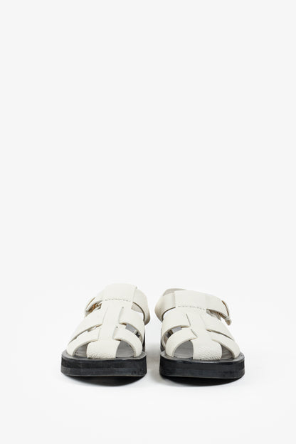 The Row Off-White Fisherman Woven Textured Leather Sandals