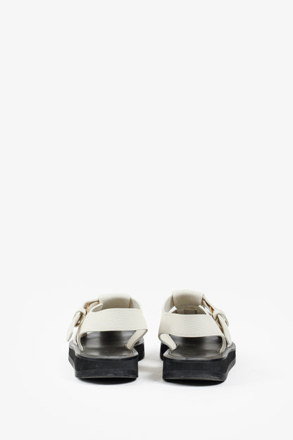 The Row Off-White Fisherman Woven Textured Leather Sandals