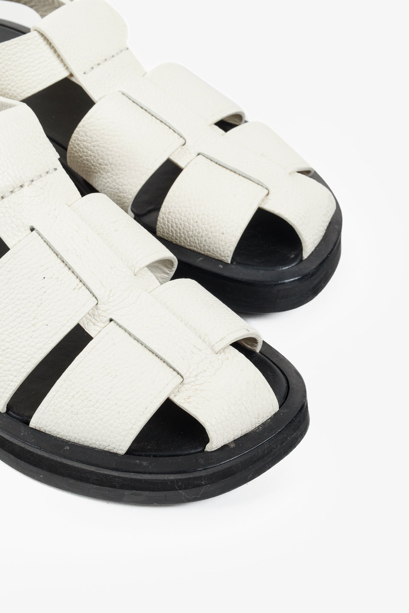 The Row Off-White Fisherman Woven Textured Leather Sandals