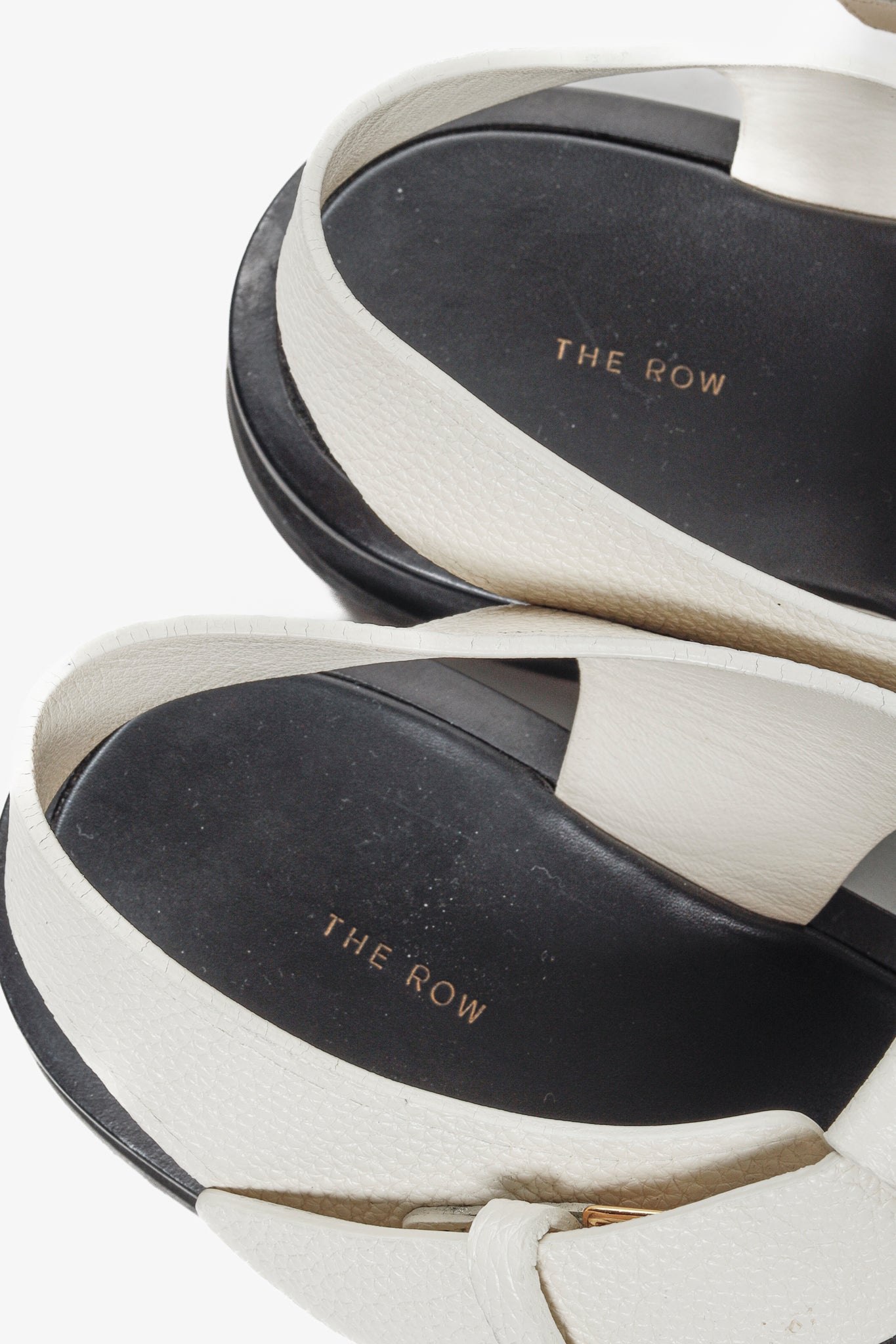 The Row Off-White Fisherman Woven Textured Leather Sandals