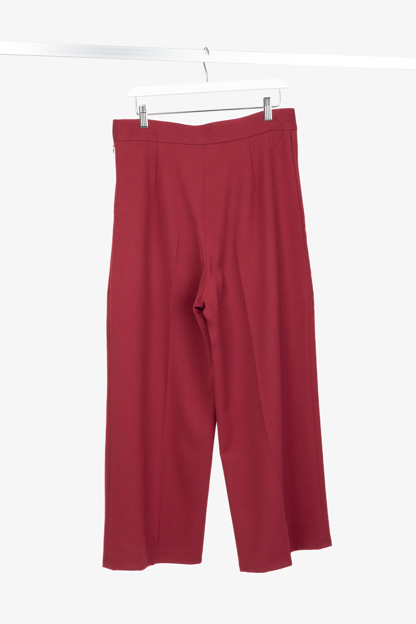The Row Red Wool Crepe-Knit Wide-Leg Trousers
