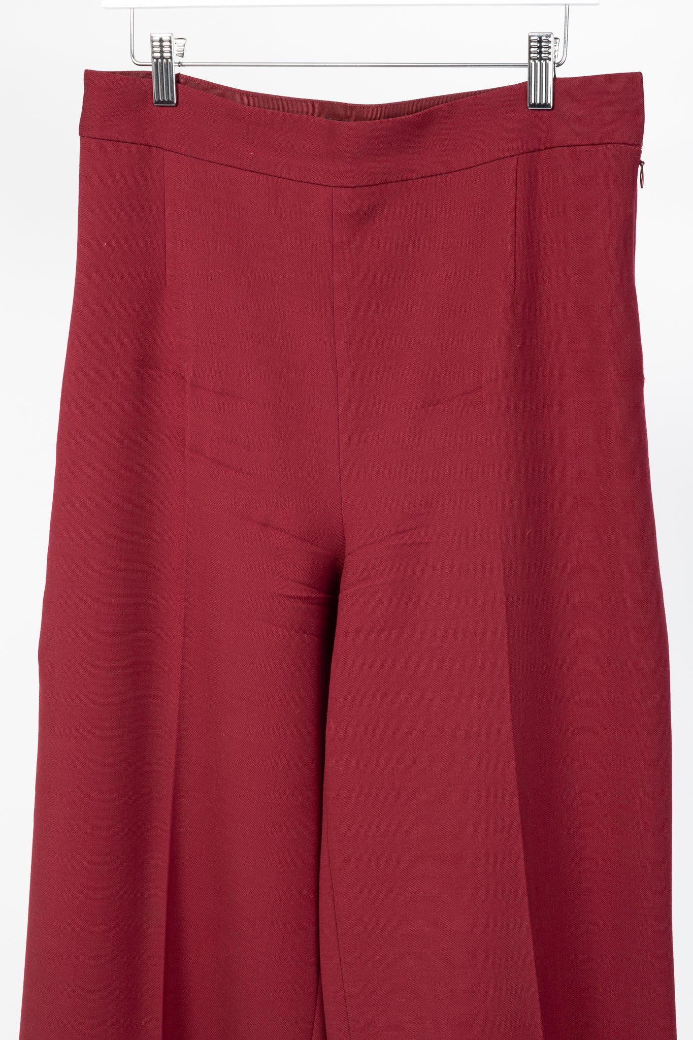 The Row Red Wool Crepe-Knit Wide-Leg Trousers