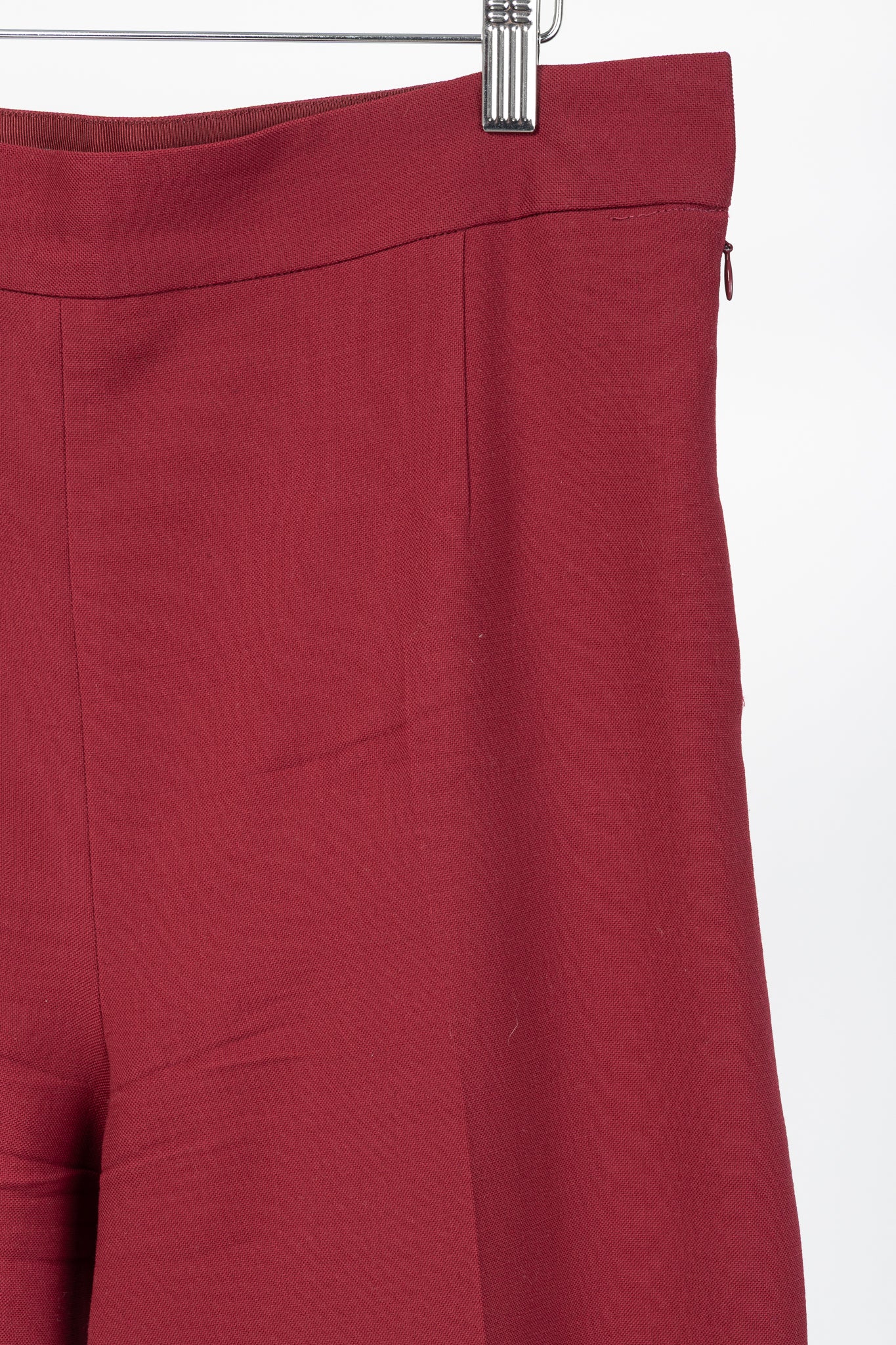 The Row Red Wool Crepe-Knit Wide-Leg Trousers
