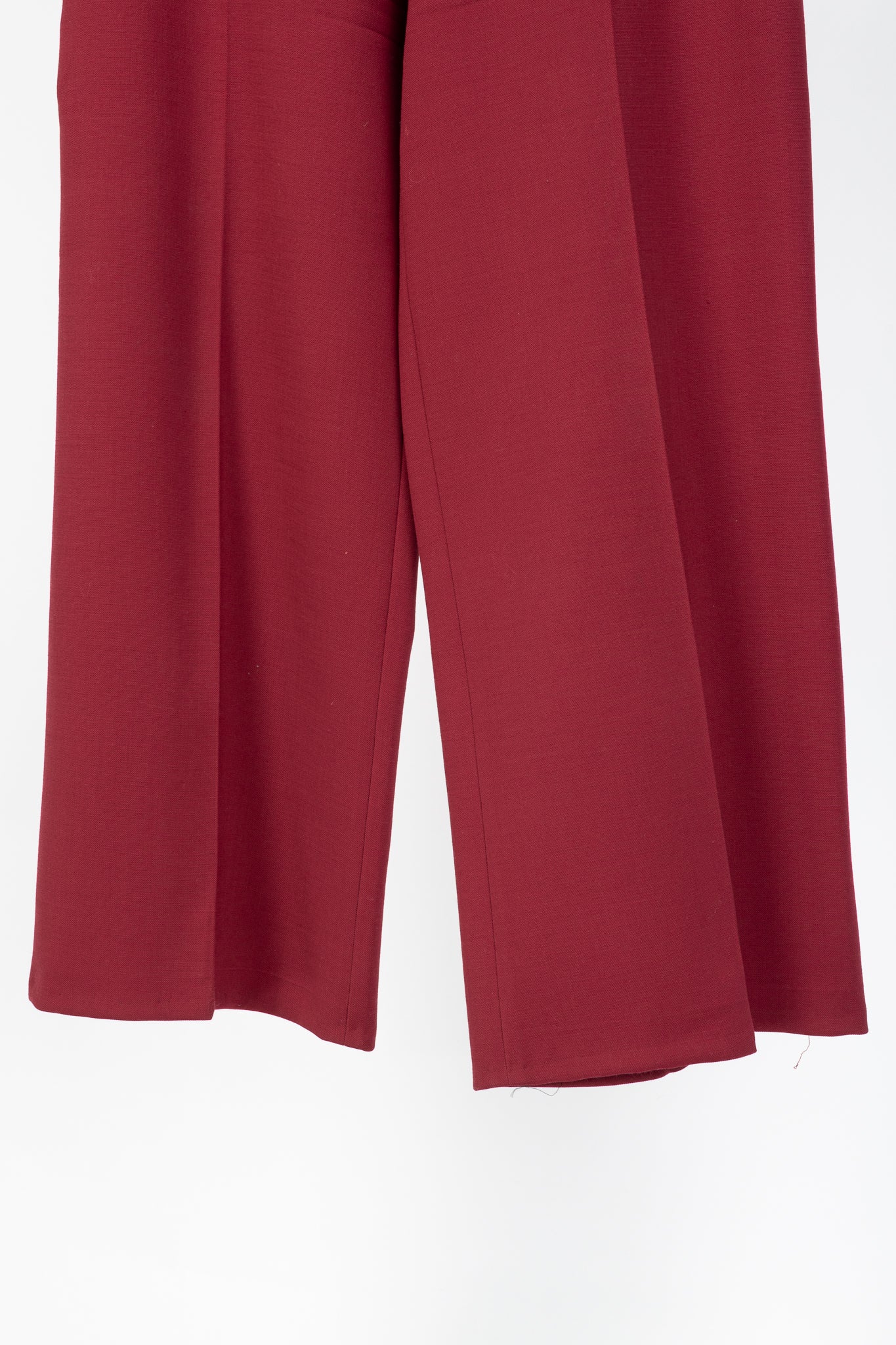 The Row Red Wool Crepe-Knit Wide-Leg Trousers