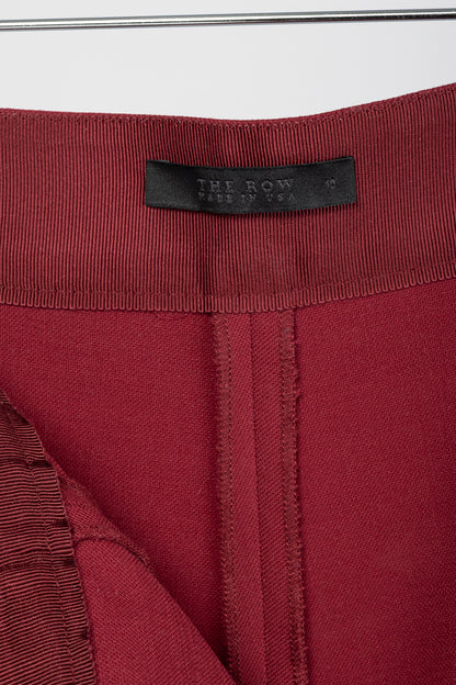 The Row Red Wool Crepe-Knit Wide-Leg Trousers