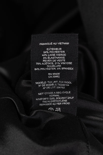 Theory Black Double-Breasted Satin-Trim Wool Tux Jacket