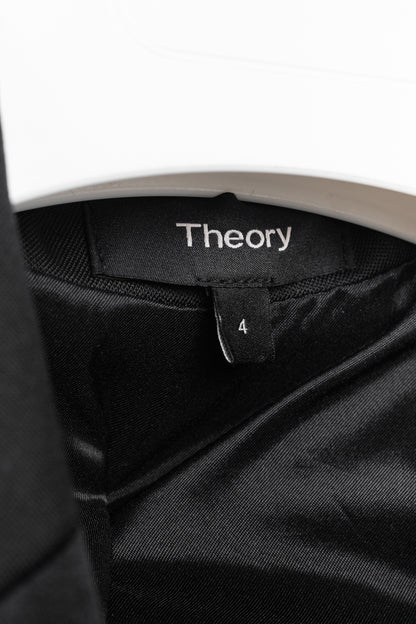 Theory Black Double-Breasted Satin-Trim Wool Tux Jacket