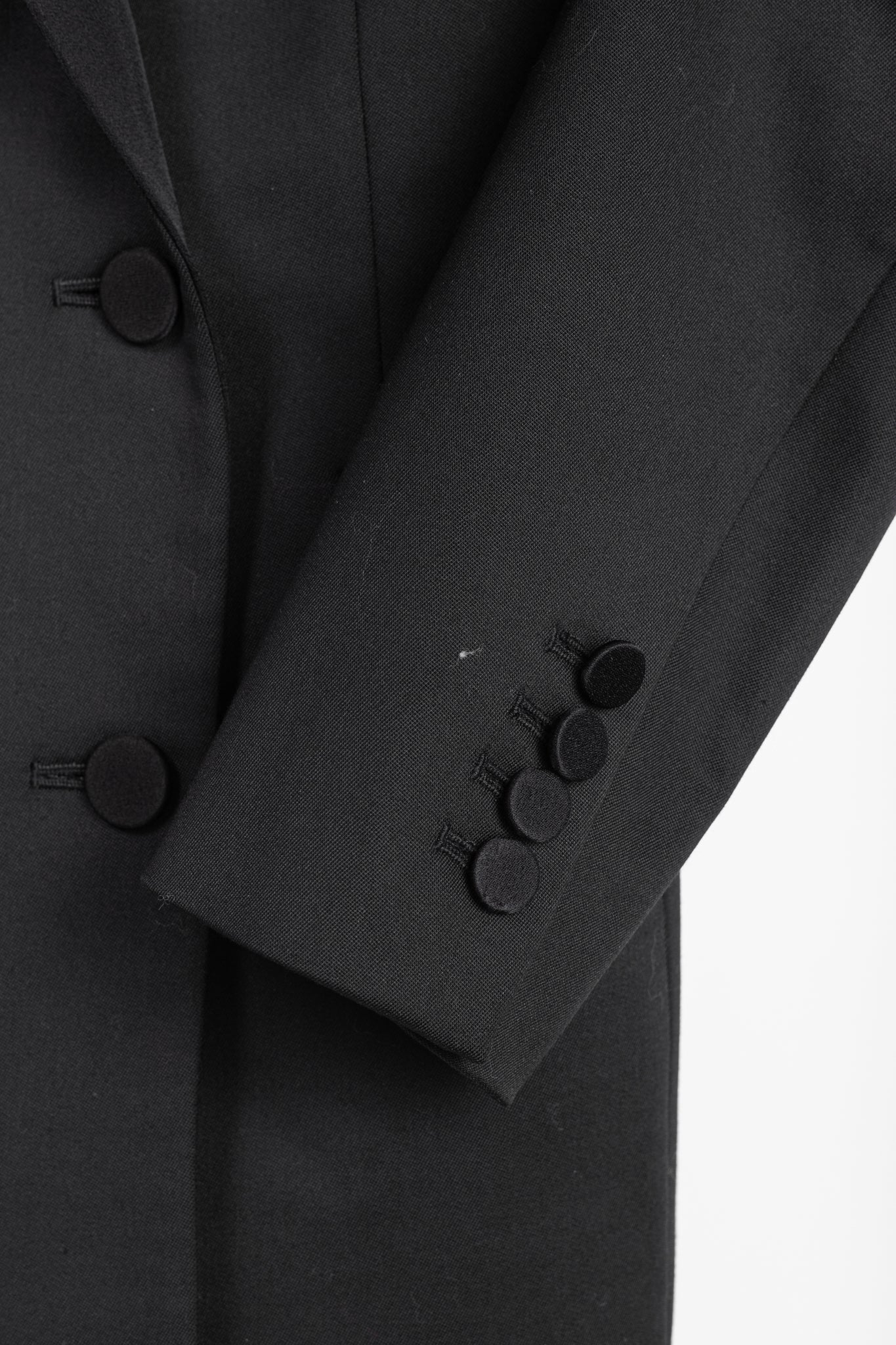 Theory Black Double-Breasted Satin-Trim Wool Tux Jacket