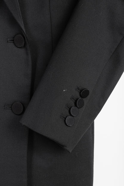 Theory Black Double-Breasted Satin-Trim Wool Tux Jacket