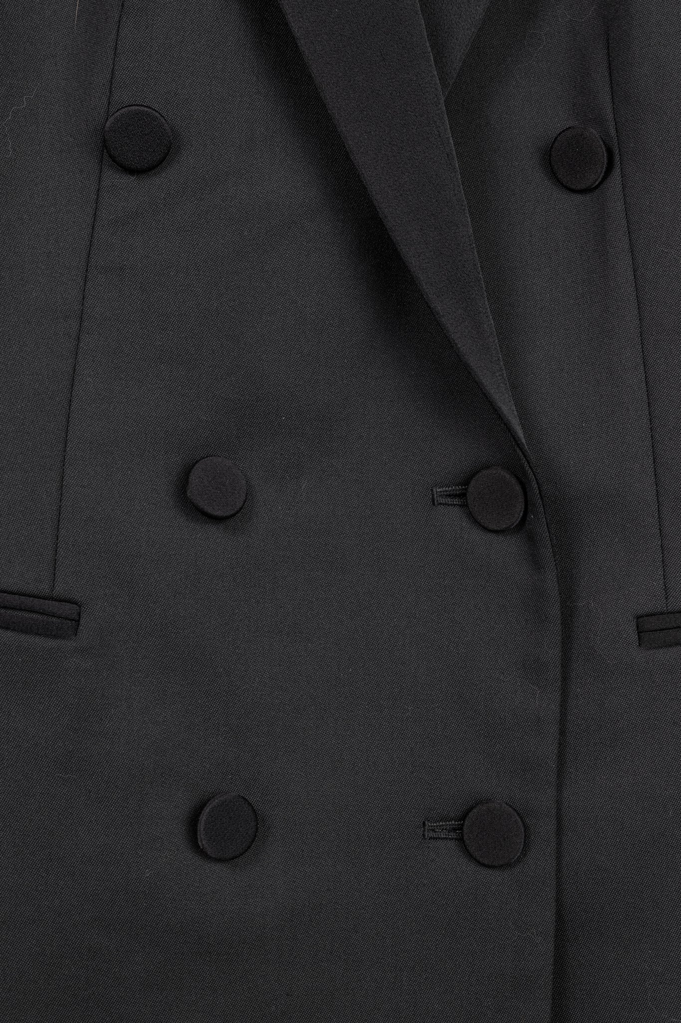 Theory Black Double-Breasted Satin-Trim Wool Tux Jacket