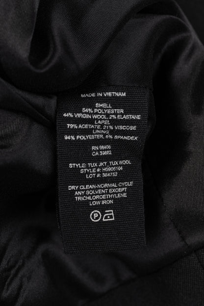 Theory Black Double-Breasted Satin-Trim Wool Tux Jacket
