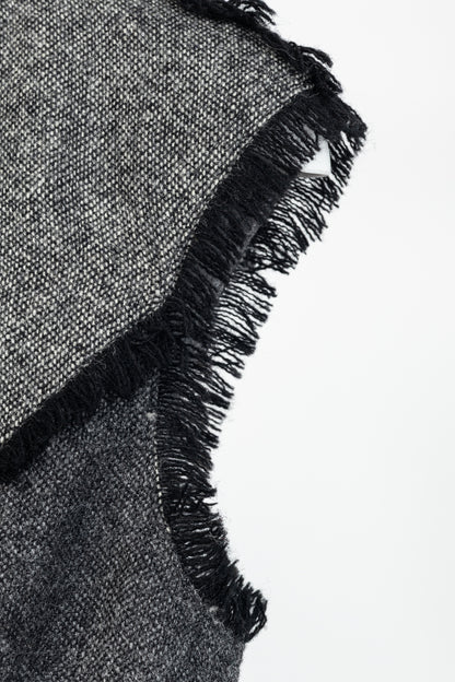 Thom Browne AW/14 Grey Donegal Wool Fringe-Trim Zip-Front Dress