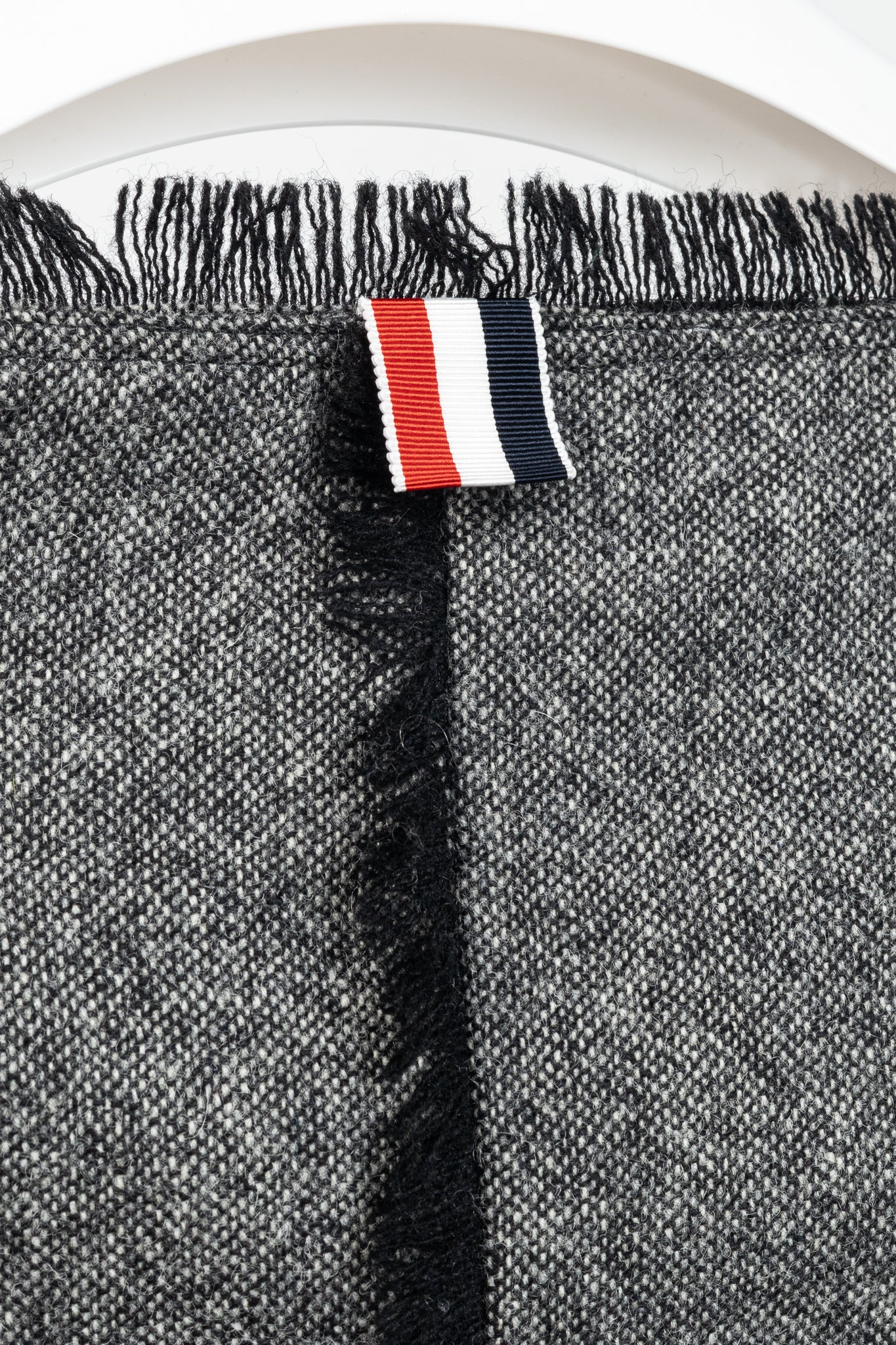 Thom Browne AW/14 Grey Donegal Wool Fringe-Trim Zip-Front Dress