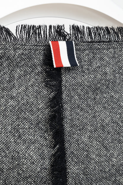 Thom Browne AW/14 Grey Donegal Wool Fringe-Trim Zip-Front Dress