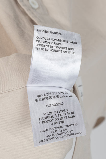 Thom Browne AW/23 Beige Cotton Flannel Back-Stripe Shirt