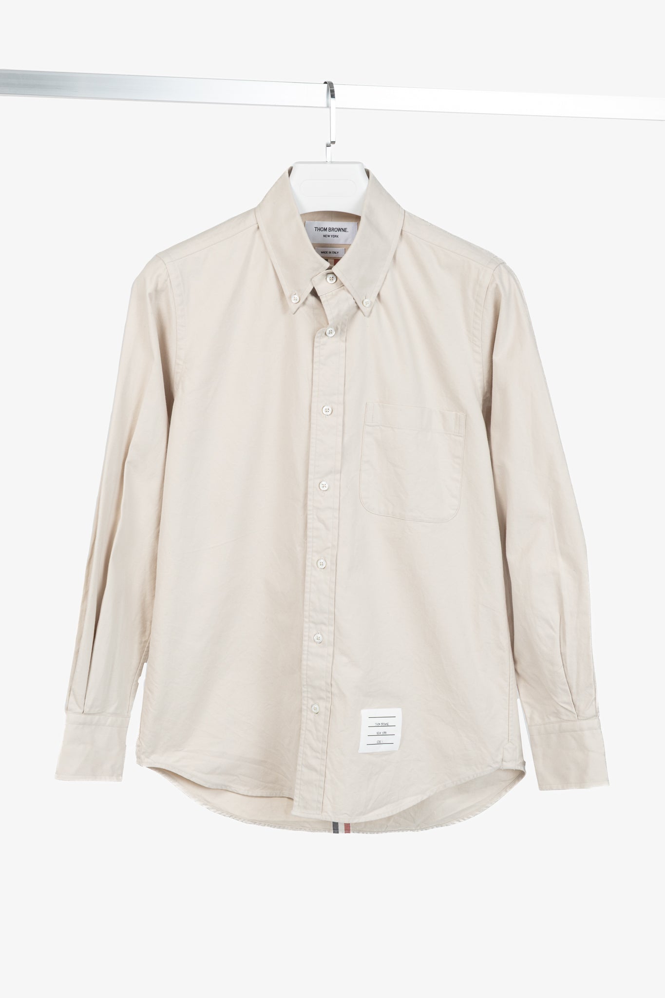 Thom Browne AW/23 Beige Cotton Flannel Back-Stripe Shirt