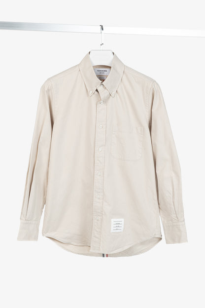 Thom Browne AW/23 Beige Cotton Flannel Back-Stripe Shirt
