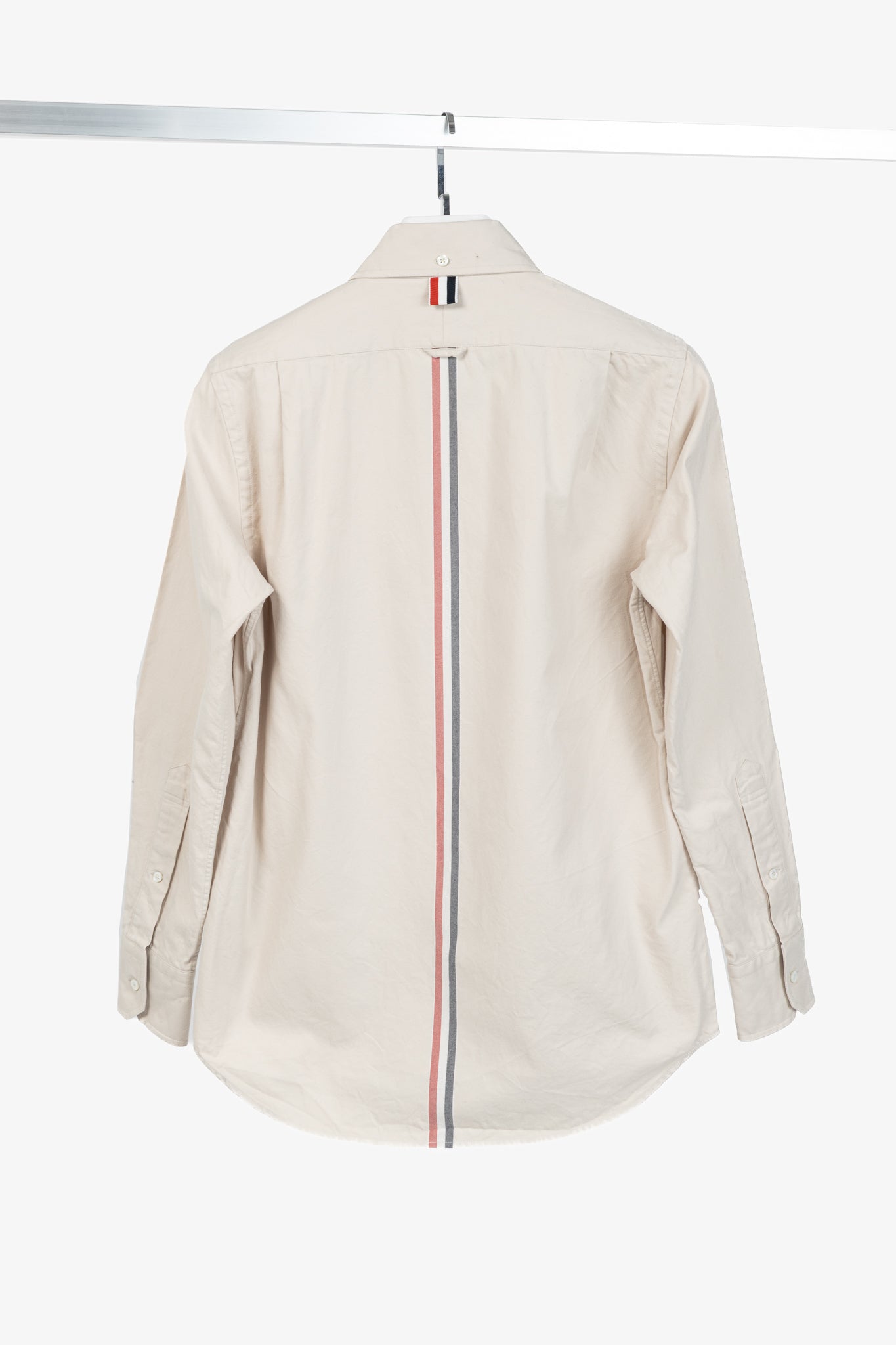 Thom Browne AW/23 Beige Cotton Flannel Back-Stripe Shirt