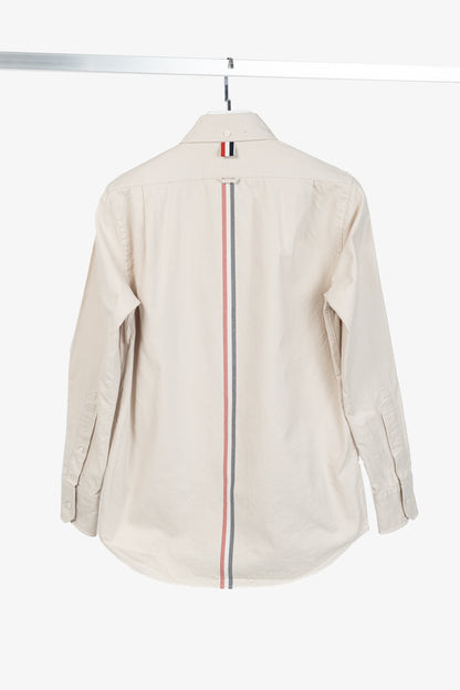 Thom Browne AW/23 Beige Cotton Flannel Back-Stripe Shirt