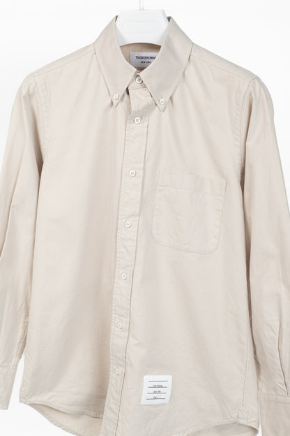 Thom Browne AW/23 Beige Cotton Flannel Back-Stripe Shirt