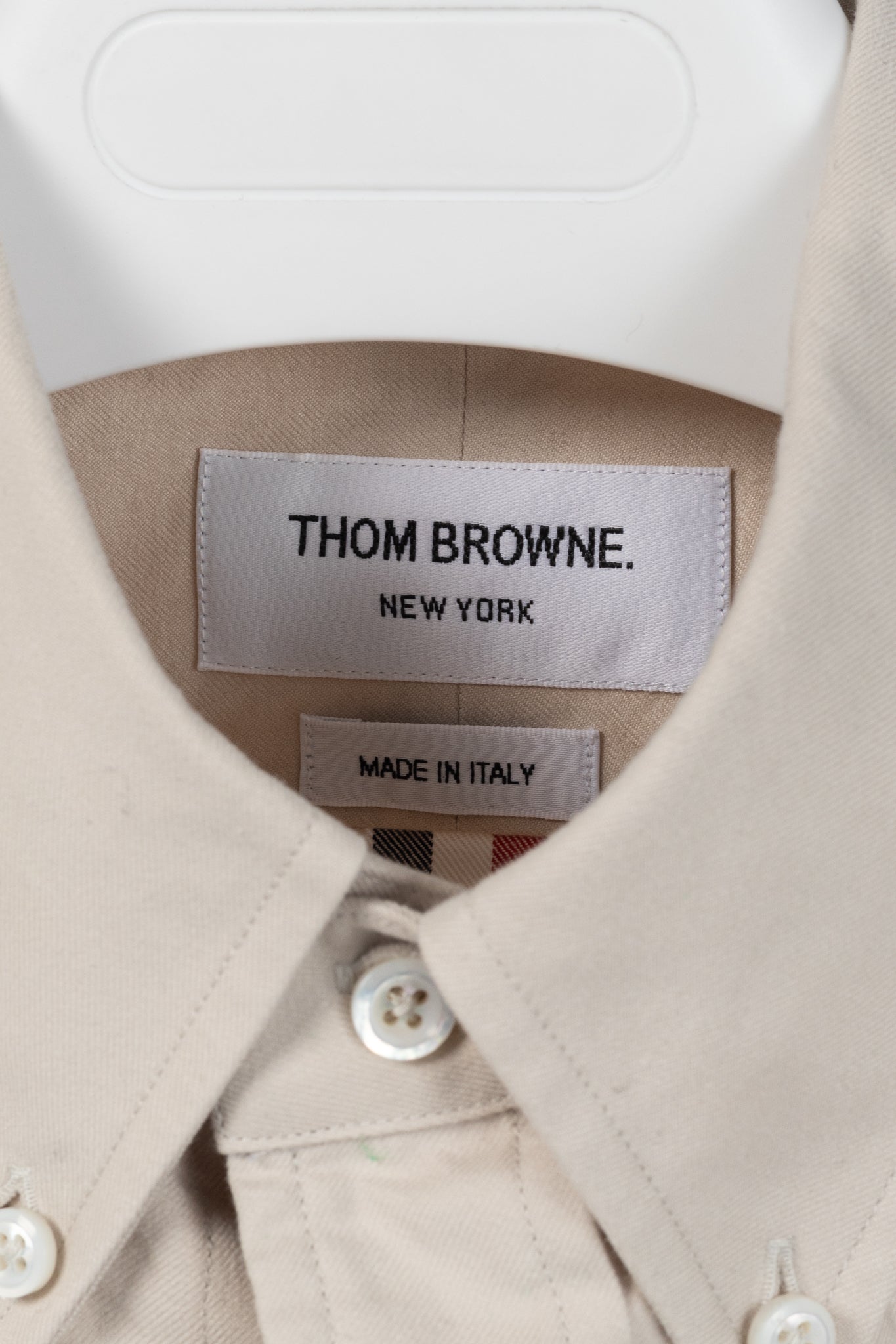 Thom Browne AW/23 Beige Cotton Flannel Back-Stripe Shirt