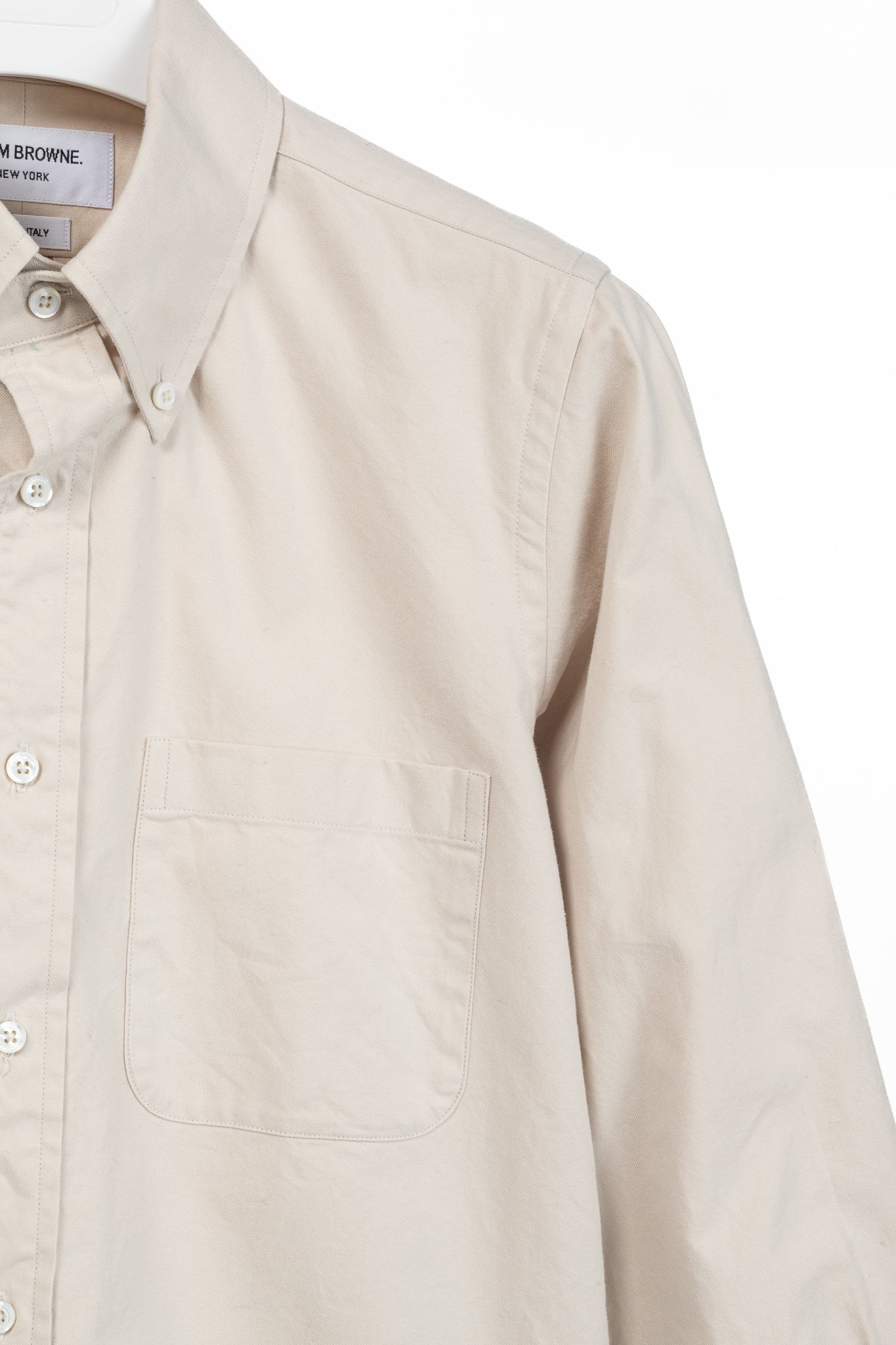 Thom Browne AW/23 Beige Cotton Flannel Back-Stripe Shirt