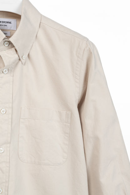 Thom Browne AW/23 Beige Cotton Flannel Back-Stripe Shirt