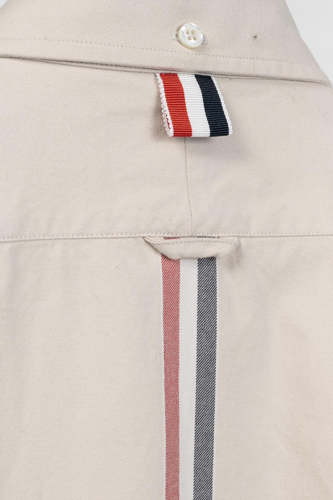Thom Browne AW/23 Beige Cotton Flannel Back-Stripe Shirt