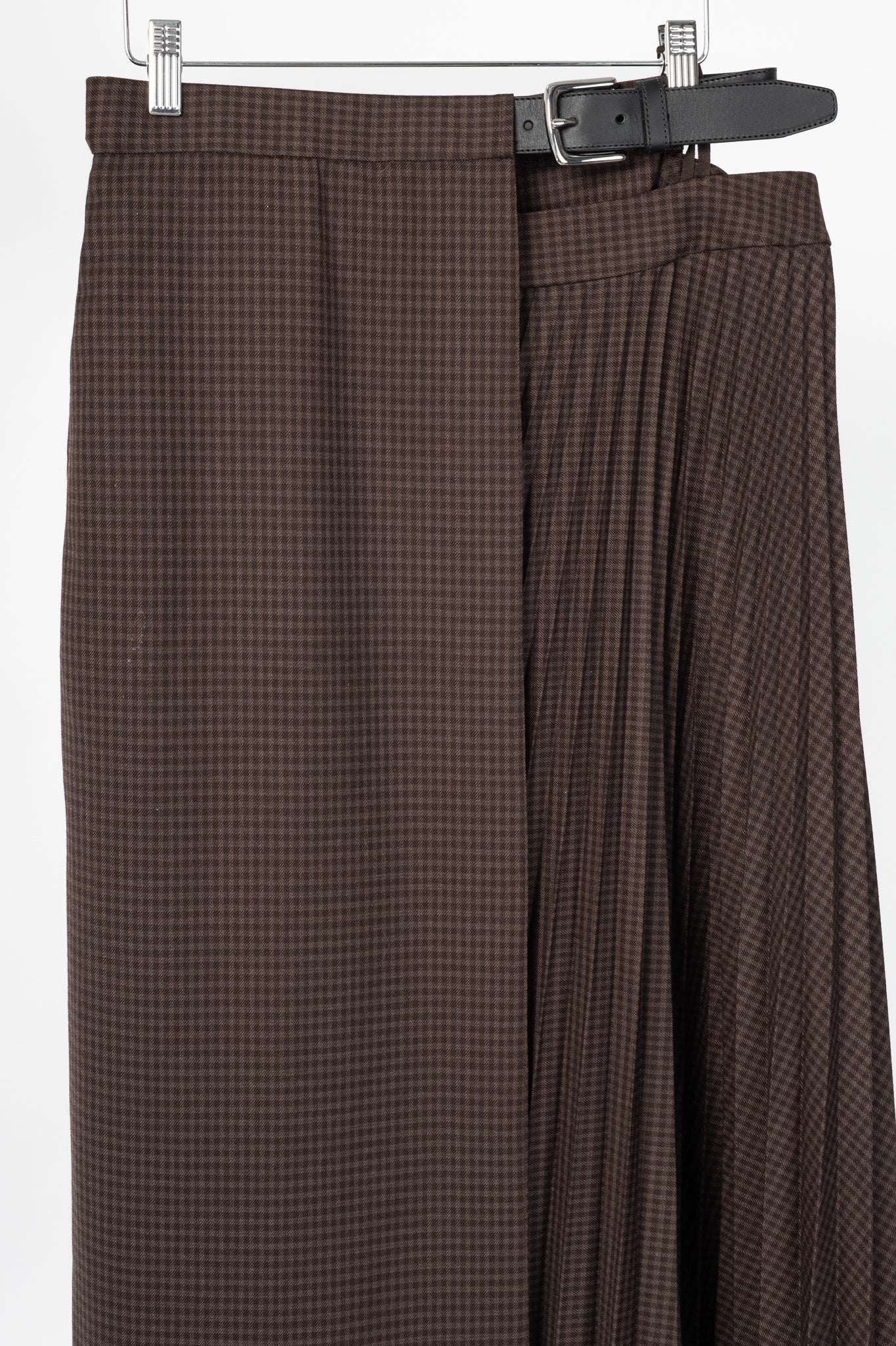 Tibi Brown Multi Jett Suiting Plaid Pleated Wrap Skirt