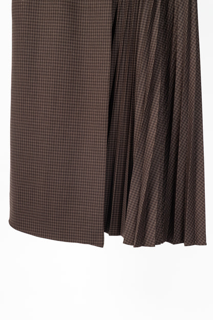 Tibi Brown Multi Jett Suiting Plaid Pleated Wrap Skirt