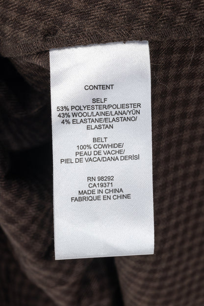 Tibi Brown Multi Jett Suiting Plaid Pleated Wrap Skirt