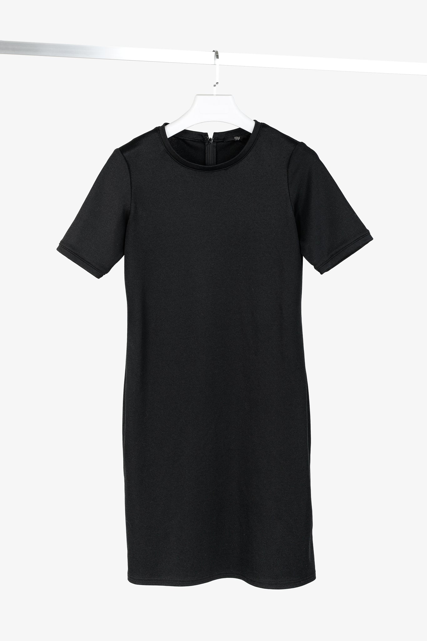 Tibi Black Stretch Short-Sleeve Mini Dress