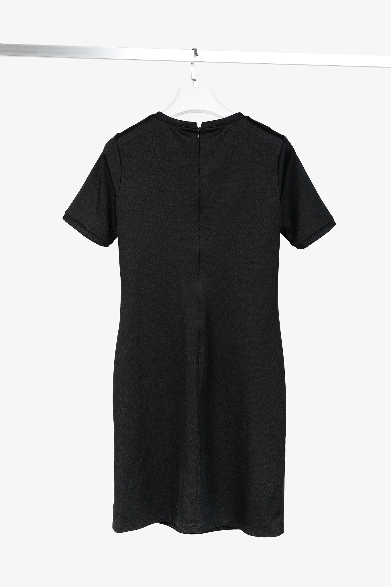 Tibi Black Stretch Short-Sleeve Mini Dress